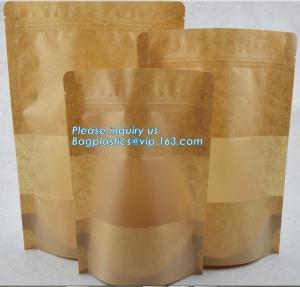  Square Bottom Gusseted Resealable Kraft Paper Stand Up Pouch Rice Packaging Bag With Zipper And Window BAGEASE PACKAGE Manufactures