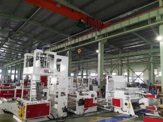  200m/min Auxiliary Equipment Film Folding Rewinding Machine With Hot Slitting Gusset Device Manufactures