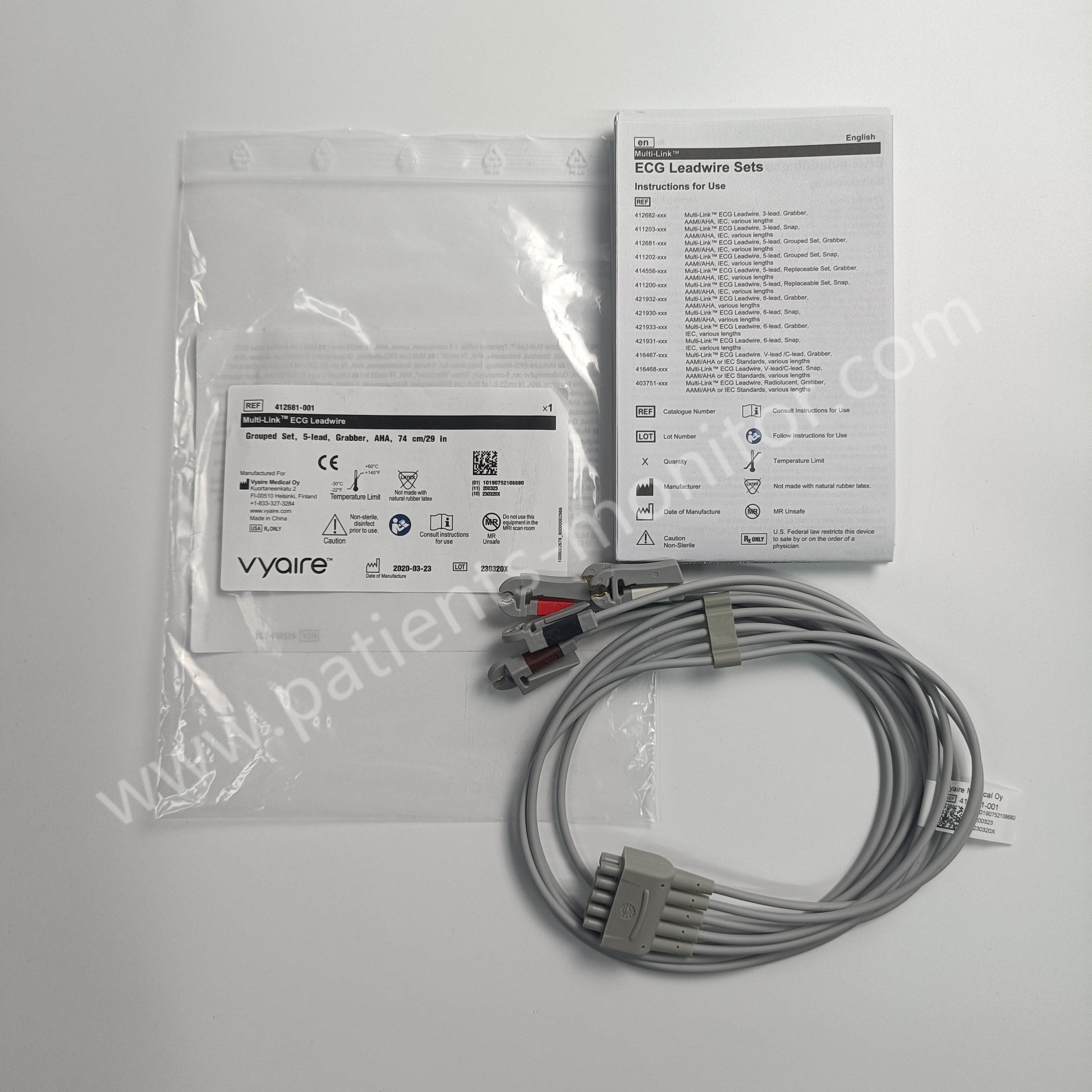  2106391-001 ECG Leadwire Grouped Set 5 Lead Grabber AHA 74cm 29 In  412681-001  414556-001 Manufactures