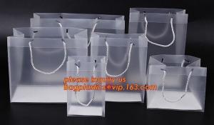  plastic clear heat seal square bottom pp bag with plastic handle,gift bag transparent shopping handle bag bagease pac Manufactures