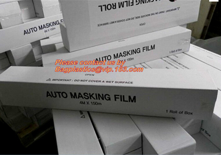  PE Plastic masking taped protective film for paint protection, Easy Tearing Tissue Paper Auto Paint Masking Film Manufactures