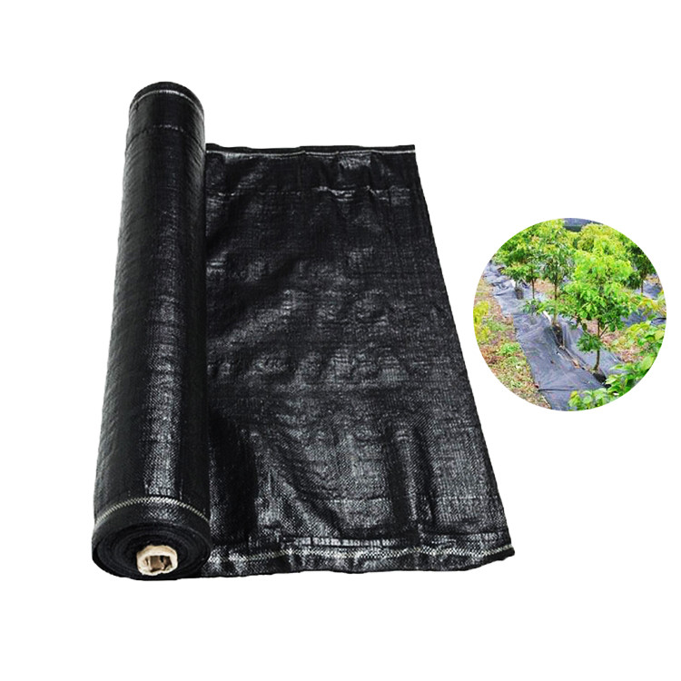  Recyclable Black Plastic Ground Cover , PP Woven Fabric Roll For Agriculture / Garden Manufactures