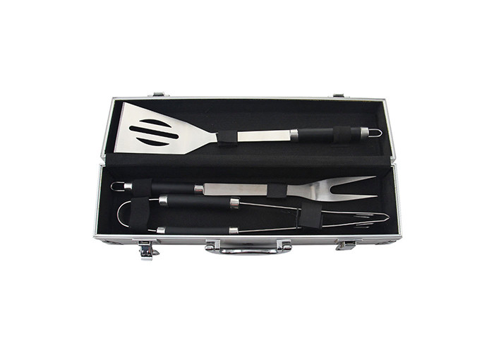 Portable Bbq Utensils 3 Pieces Stainless Steel Cooking Barbeque Grill Accessories 14.6&quot; Manufactures