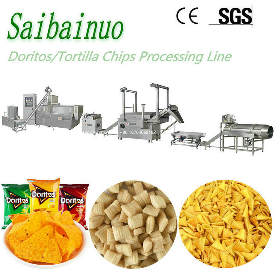  Automatic Corn Bugle Snacks Production Line Fried Wheat Flour Chips Machine Manufactures