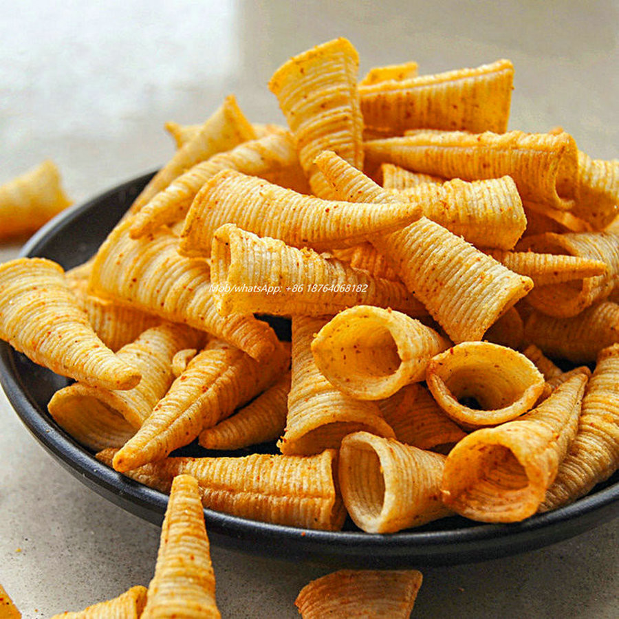  frying crispy 3d corn bugles pellets fried chips snacks food machine production line Manufactures