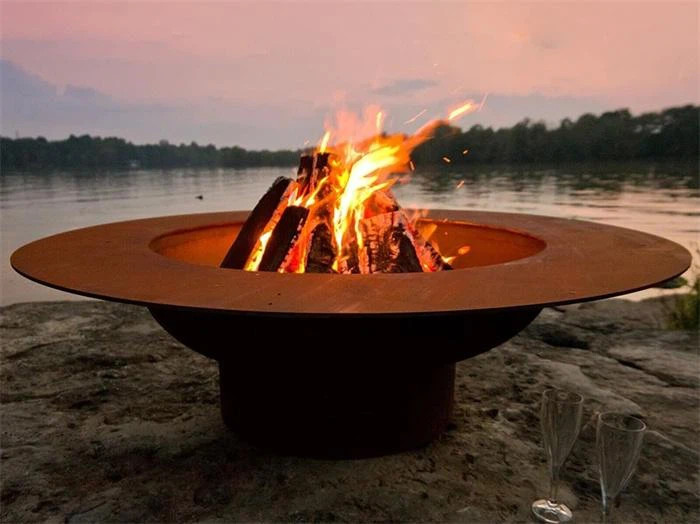 Charcoal Wood Burning Carbon Corten Steel BBQ Firepit Backyard Outdoor