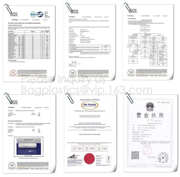 YANTAI BAGEASE PACKAGING PRODUCTS CO.,LTD. Certifications