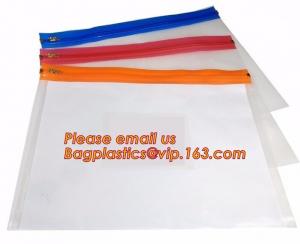  Cheap Waterproof PE zipper lock file wallet bag with logo printing, cheap A4, A5, A6, B5 transparent plastic pe zip lock Manufactures