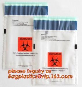  biohazard specimen ziplock bag with pocket, recycled custom printed ldpe 3 layers specimen bag ziplock bag, pac, pacrite Manufactures