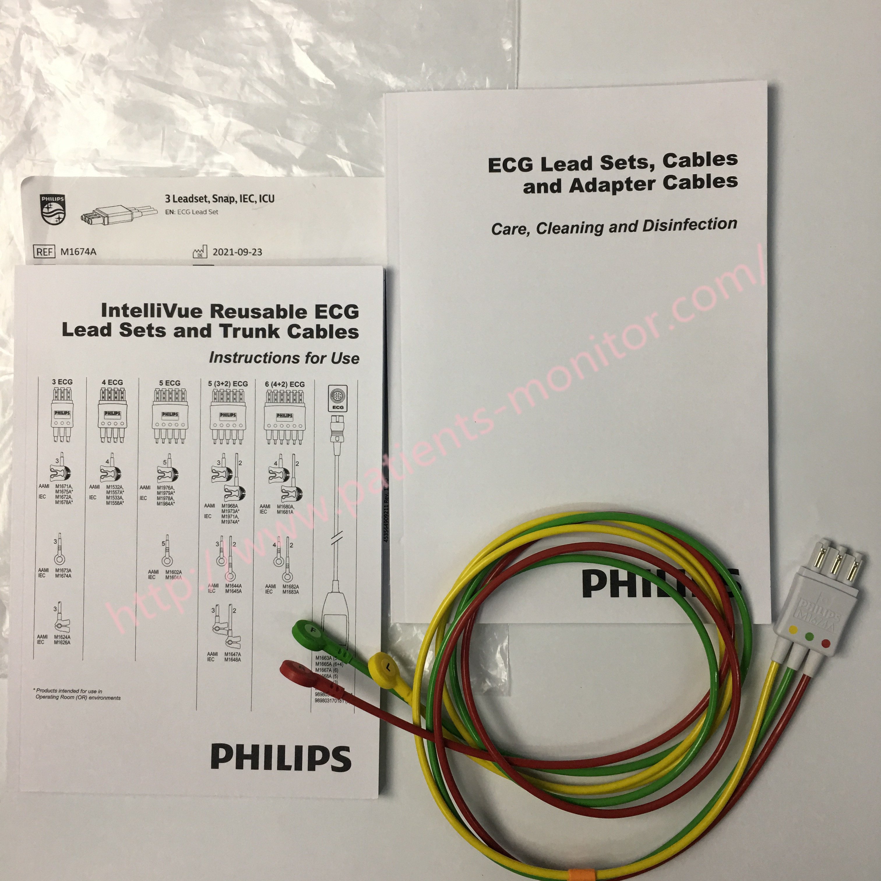  M1674A 989803145121 Philips ECG Lead Set 3 Leadset Snap IEC ICU Replacement Manufactures