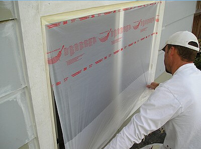  PE Film Large Area Protection From Painting Drips Auto Plastic Masking Film Pretaped Masking Film Manufactures