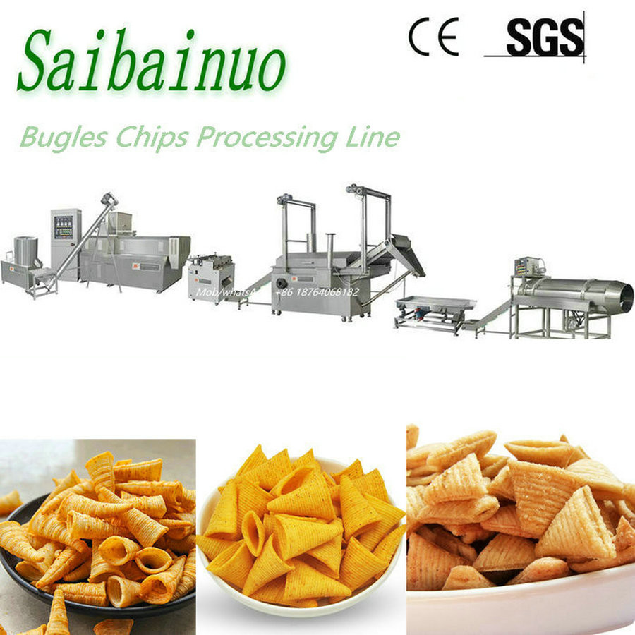  Industrial Fully automatic frying snacks bugles chips machine manufacturer Manufactures