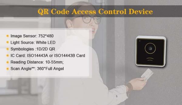 QR Code Scanner RFID Barcode Door Access System Tcp Ip Rs232 For Hotel Office