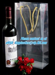  Handle Wine Bottle Paper Bags With Two Side Logo,transparent wine gift pp bag, plastic bag with handles bagplastics pac Manufactures