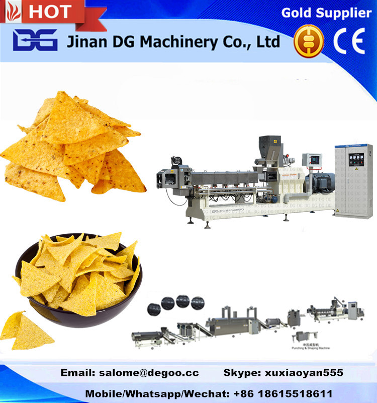  Automatic fried doritos tortilla triangle corn chips making machine manufacturer twin screw extruder Manufactures