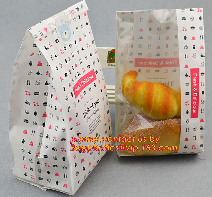  Bakery bread sandwich donut packaging food grade kraft paper bag with clear window, custom printing disaposable food Manufactures
