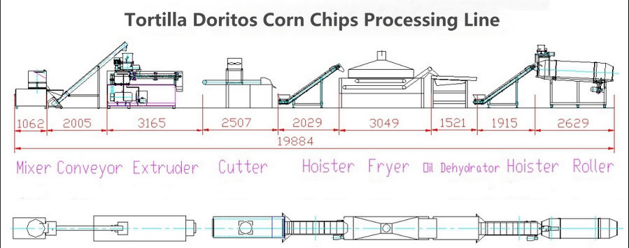 frying crispy 3d corn bugles pellets fried chips snacks food machine production line