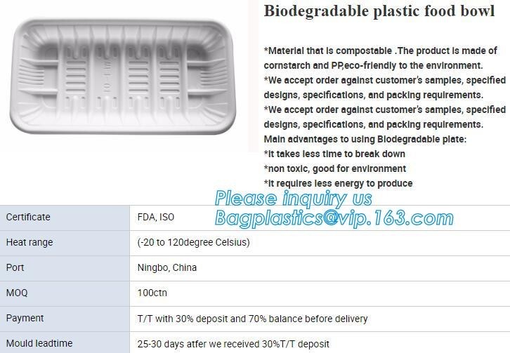  blister packaging tray, rectangular plastic food tray, CornStarch PLA cement tray Manufactures