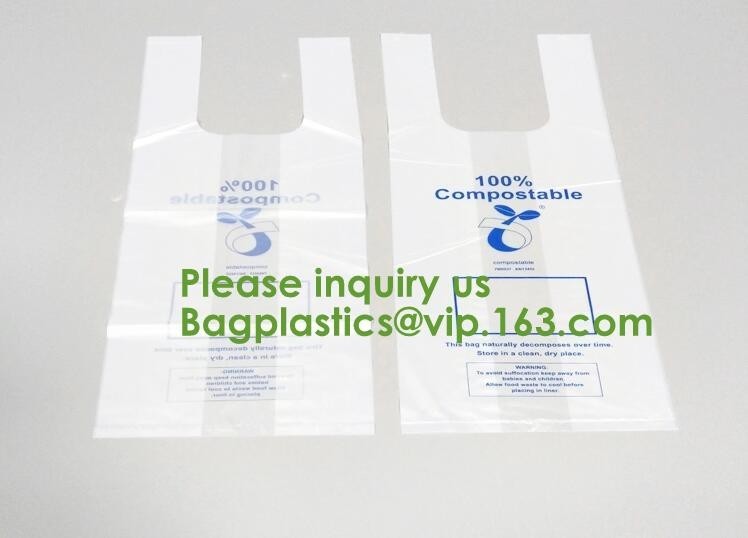  100% Biodegradable Compostable Plastic T-Shirt Vest Bag For Shopping,Home,Decoration,Wedding,Supermarket,Restaurant,Bake Manufactures