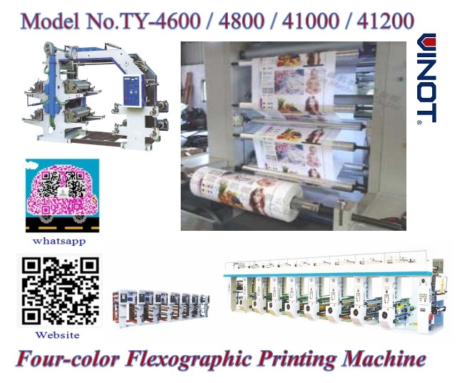  Auto Fully Four Color Flexographic Printing Machine for Paper / Plastic Shop Bag Manufactures