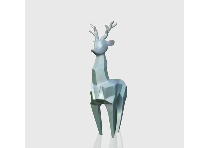 Famous Geometric Life Size Deer Sculptures Modern Art Stainless Steel