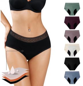  4x 5x 3xl Period Panties Underwear For Ladies Organic Cotton Mid Waist 4 Layers Manufactures