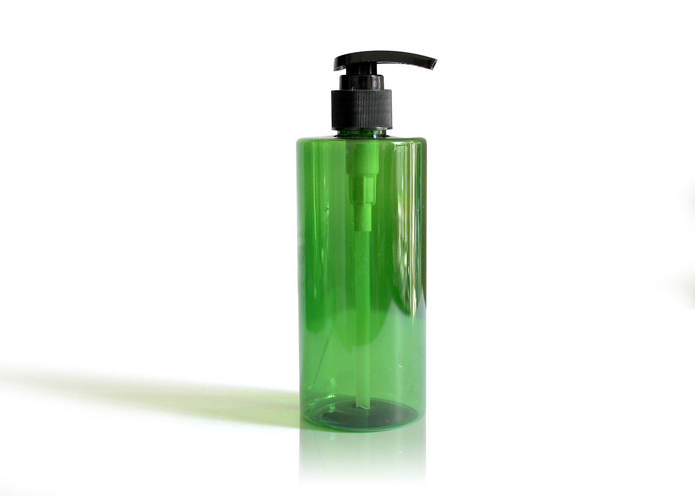  Green Cylinder PET Cosmetic Bottles For Body Lotion Products Half Transparent 300ml Manufactures