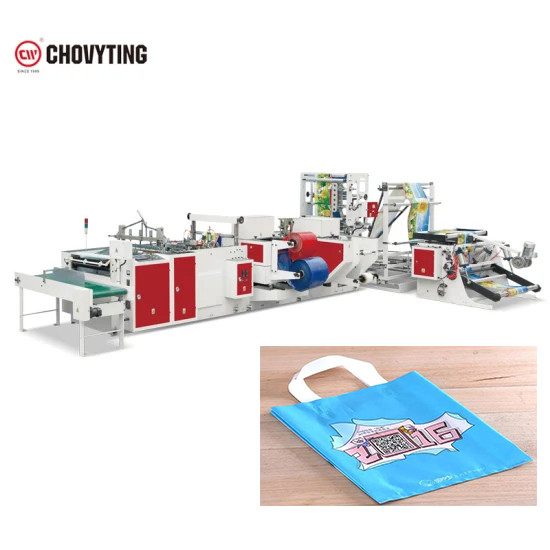  Patch Drawstring Die Cut Soft Loop Handle Plastic Carry Bag Making Machine 60PCS/Min Manufactures