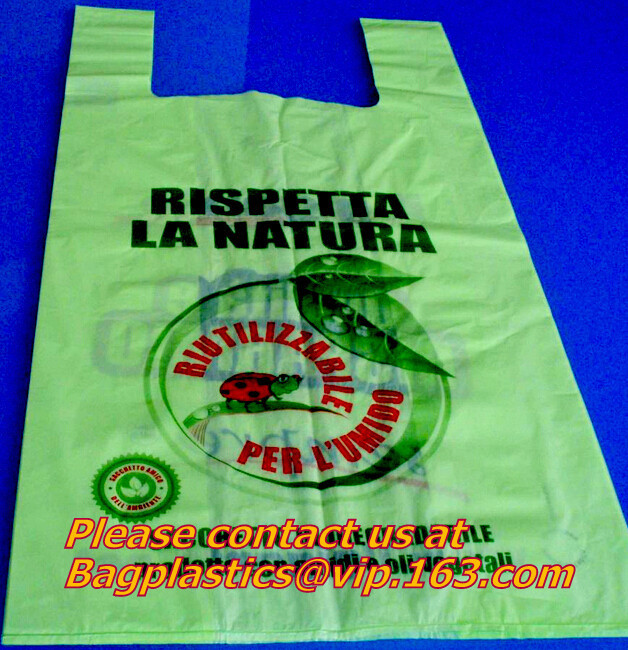  100% Biodegradable and Compostable, T-shirt Bags, EN13432 Certificate, green bags, bio bag Manufactures