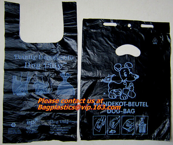  Top quality discount pet cat packaging gusset t shirt bag, poop dog bags, cat bags, waste Manufactures