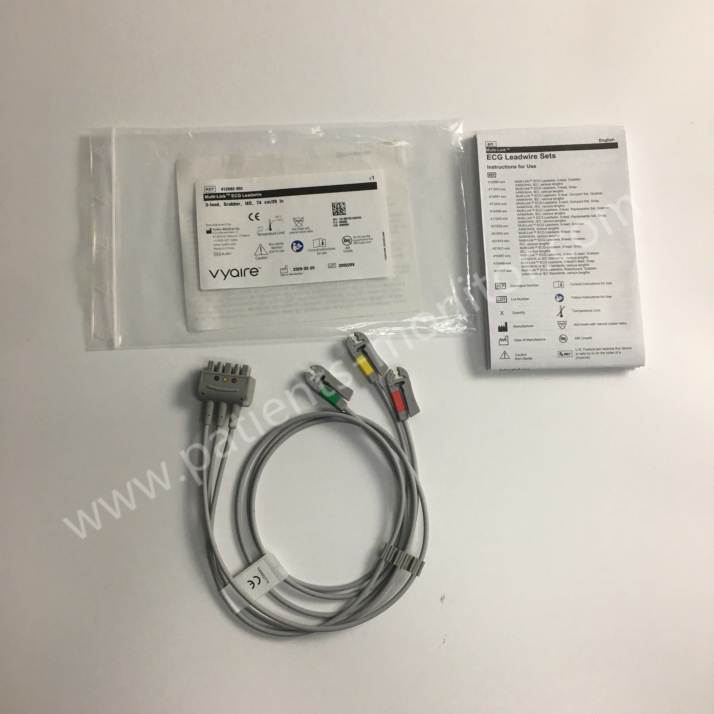  Vyaire GE Multi - Link ECG Leadwire 3-Lead Grabber IEC 74cm 29in 412682-003 Manufactures