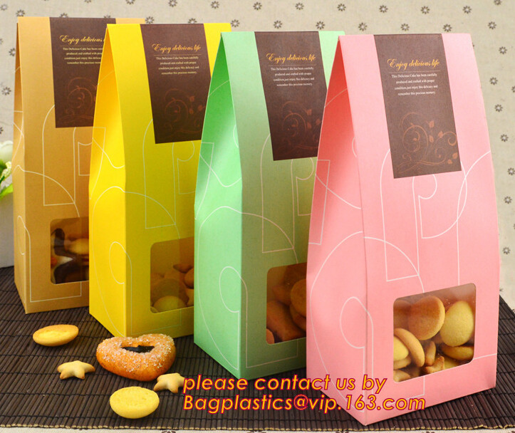  Customize Translucent Window, Brown Greaseproof Kraft Paper Bag, Special Opp Window Bag, window bags, paper window bags, Manufactures