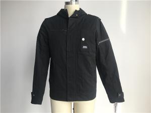  Male Military Cotton Woven Fabric Jacket Black Color With Hood TW58969 Manufactures