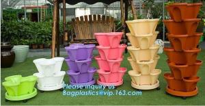  PP Plastic materials hydroponic vertical tower stackable plastic garden pots,vertical tower farming use stacking planter Manufactures