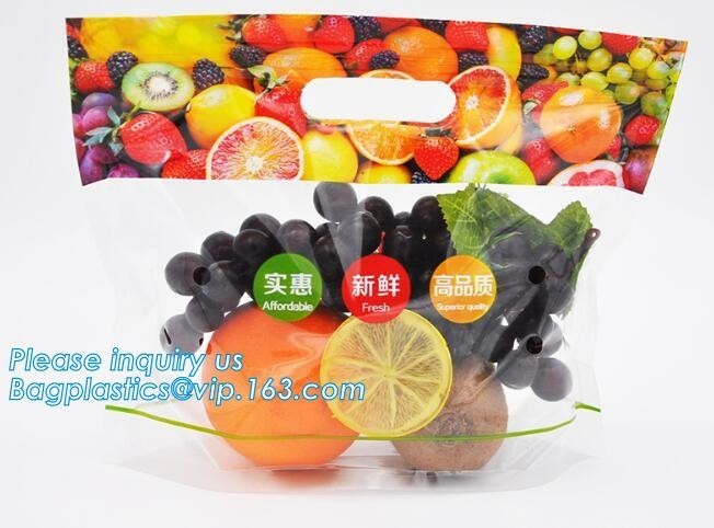  slider zip lock packaging fruit bag for cheery and grape, Vegetable refrigerate used resealable ziplock packaging bag Manufactures