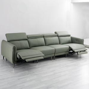  New Three-Seat Leather Sofa Villa Living Room Large-Sized Italian Minimalist Style Functional Sofa Combination Manufactures