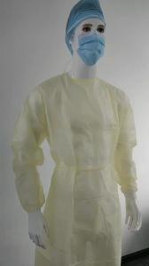  Scrub Water Resistant Isolation Gown PP Yellow Disposable Lab Coats Manufactures