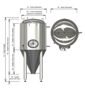  Cone Stainless Steel Brew Tank 2000l Beer Brewing Equipment With Cooling Jacket FVs BBT Manufactures