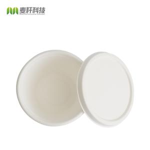  New Large Size Eco-friendly Biodegradable Sugarcane Fiber Bagasse Heavy Duty Food Packaging Soup Noodle Pasta Bowl with Lid HBMG Manufactures
