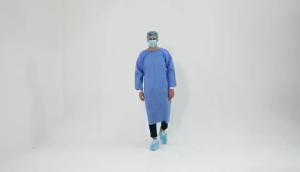  Latex Free Disposable Surgical Gowns Breathable SMS Fabric Blue Isolation Gown Manufactures