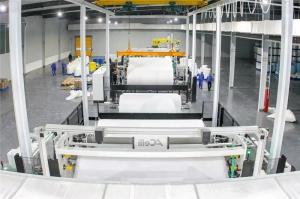  3200mm Pp Spunbond Nonwoven Production Line , Double Beam S Nonwoven Fabric Making Machine Manufactures