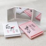 Handheld Glowing Makeup Mirror Mini Beauty Foldable Mirror Plastic Triple-Side