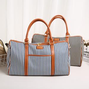  Canvas Travel Bag Korean Striped Travel Bag Fashion One Shoulder Crossbody Luggage Bag Portable Fitness Yoga Bag Manufactures