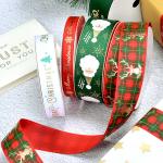 Multi Widths Gold Foil Gift Package Grosgrain Christmas Ribbon For Party