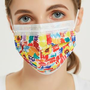  Fashion printing Tie-dye Anti Odor 3ply Disposable Non Woven Printed Face Mask Protective Face Mask Medical/ Dental mask Manufactures