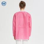Pink Dental Waterproof Gown PP PE Disposable Isolation Suit Gown