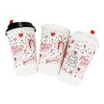 Single Wall Christmas Disposable Coffee Cups , Milk / Tea 12 Oz Paper Cups