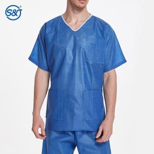  SMS Short Sleeve Hospital Scrub Suit 60gsm Disposable Scrub Suits For Sale Manufactures