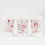 Single Wall Christmas Disposable Coffee Cups , Milk / Tea 12 Oz Paper Cups