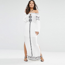 Women white see-through beach kimono style maxi dress with flower print